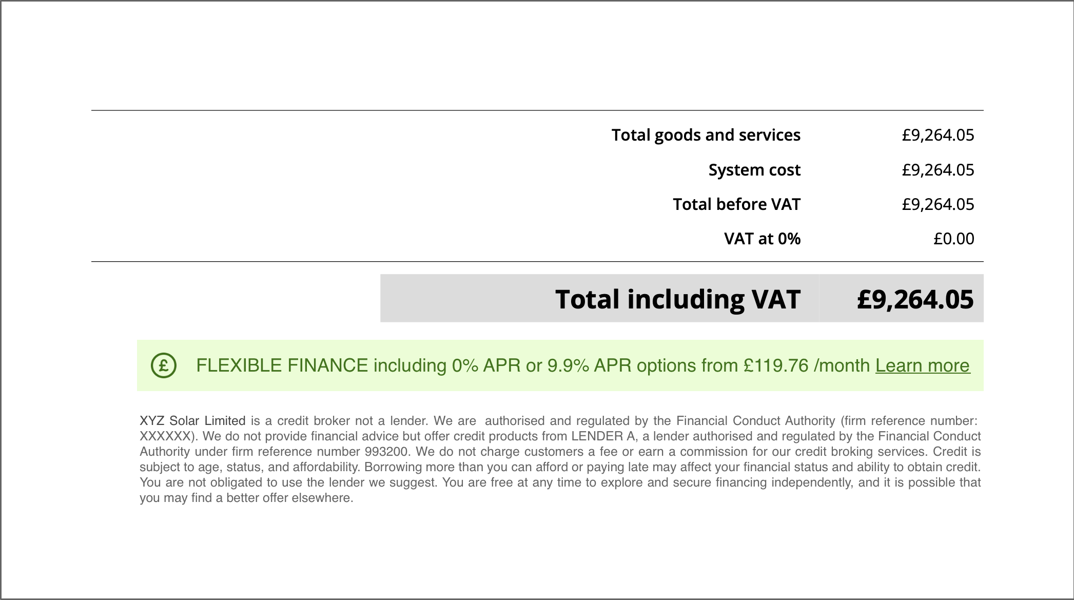 Finance Offer Summary